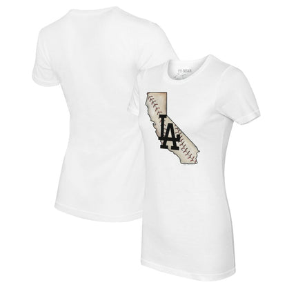 Los Angeles Dodgers Tiny Turnip Women's State Outline T-Shirt - White