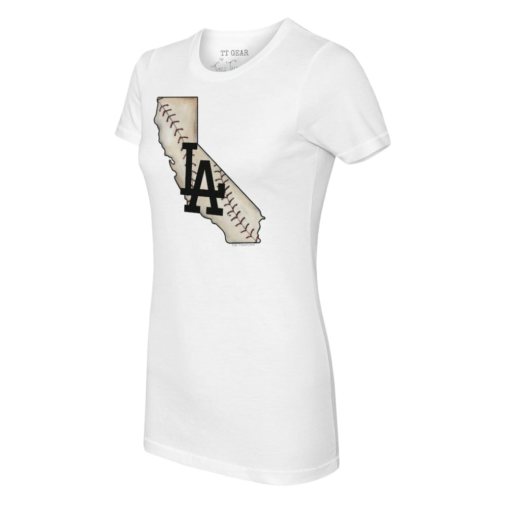 Los Angeles Dodgers Tiny Turnip Women's State Outline T-Shirt - White