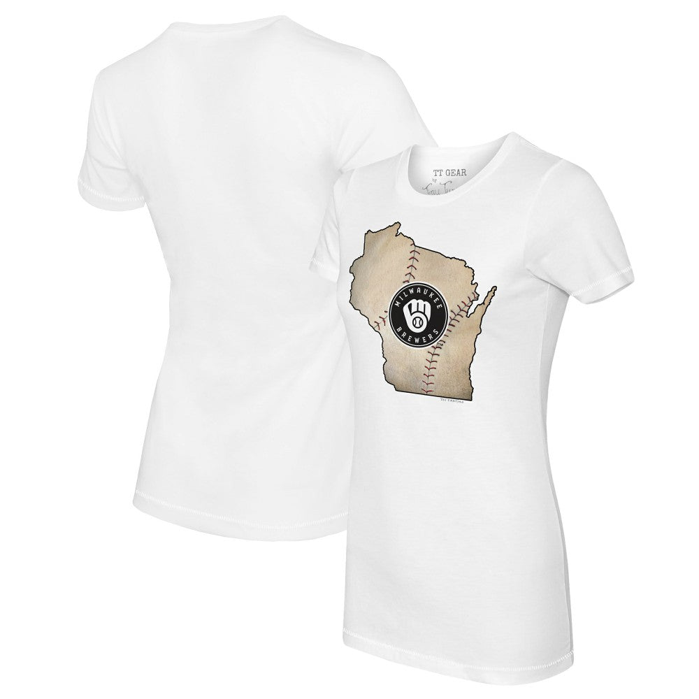 Milwaukee Brewers Tiny Turnip Women's State Outline T-Shirt - White