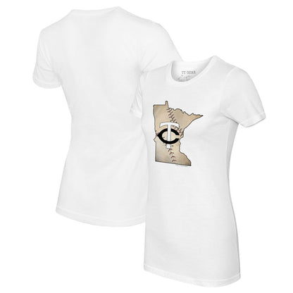 Minnesota Twins Tiny Turnip Women's State Outline T-Shirt - White