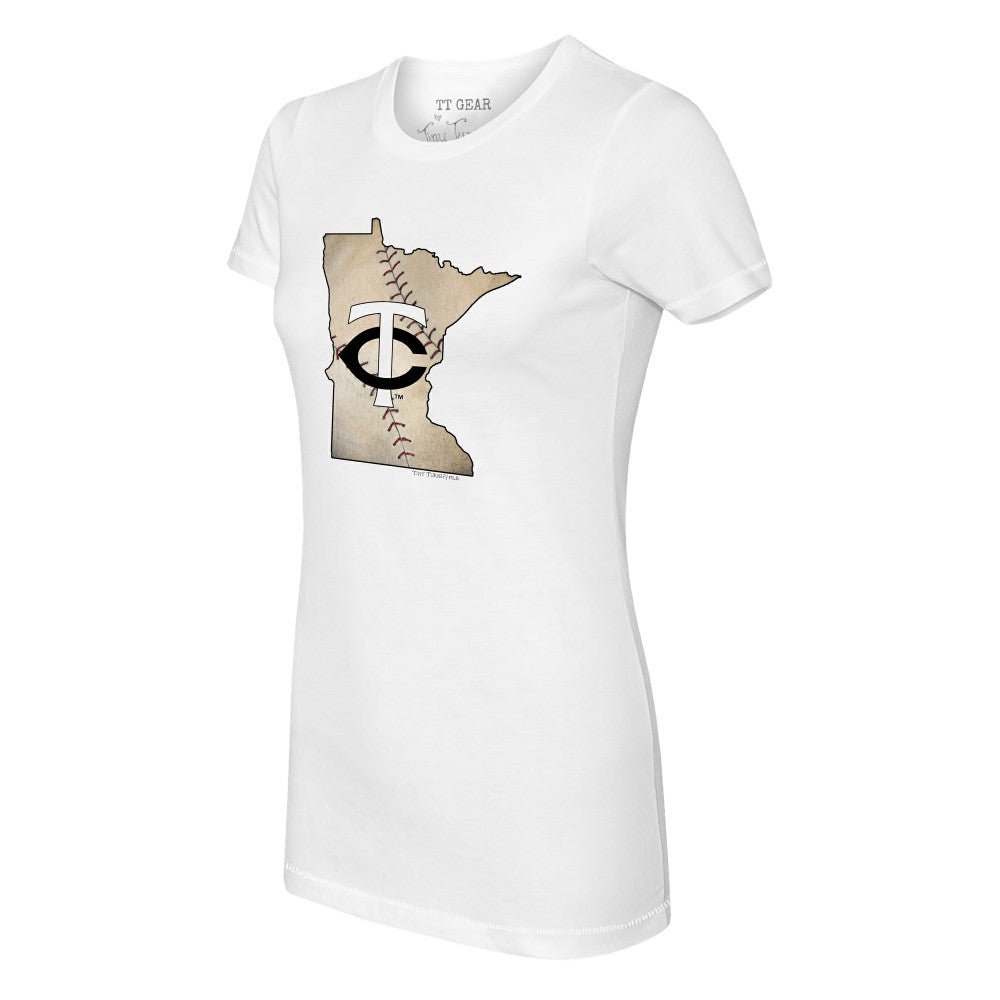 Minnesota Twins Tiny Turnip Women's State Outline T-Shirt - White
