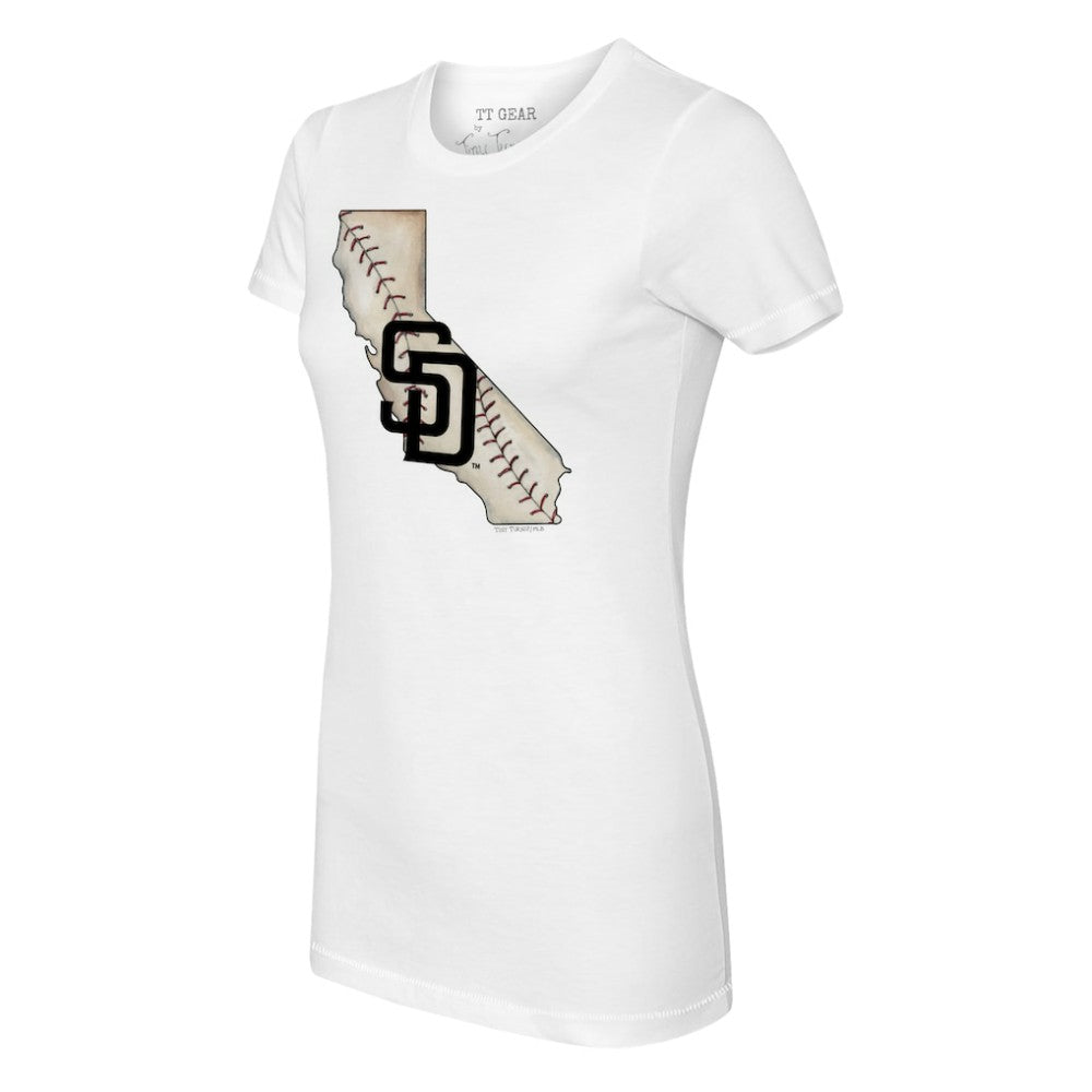 San Diego Padres Tiny Turnip Women's State Outline T-Shirt - White