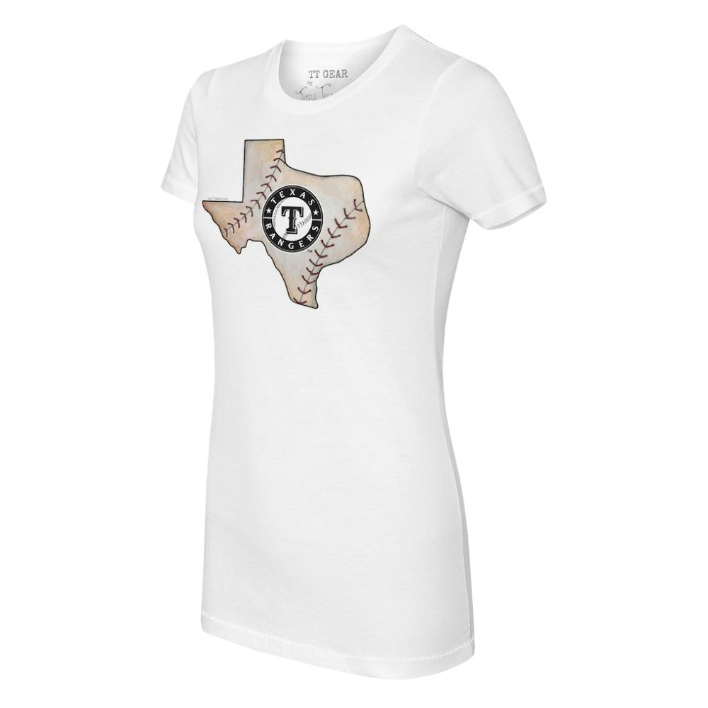 Texas Rangers Tiny Turnip Women's State Outline T-Shirt - White