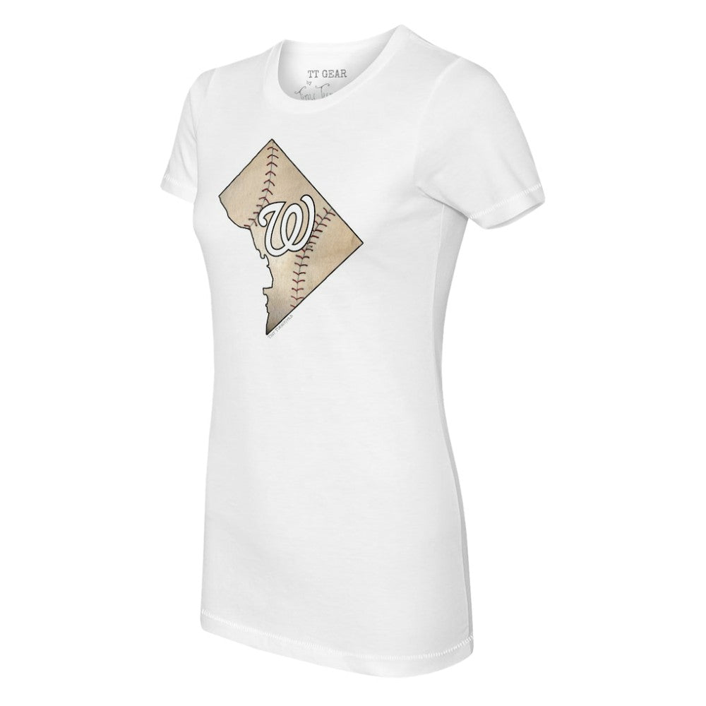 Washington Nationals Tiny Turnip Women's State Outline T-Shirt - White