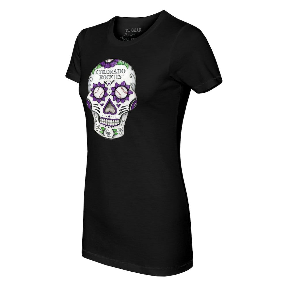 Colorado Rockies Tiny Turnip Women's Sugar Skull T-Shirt - Black