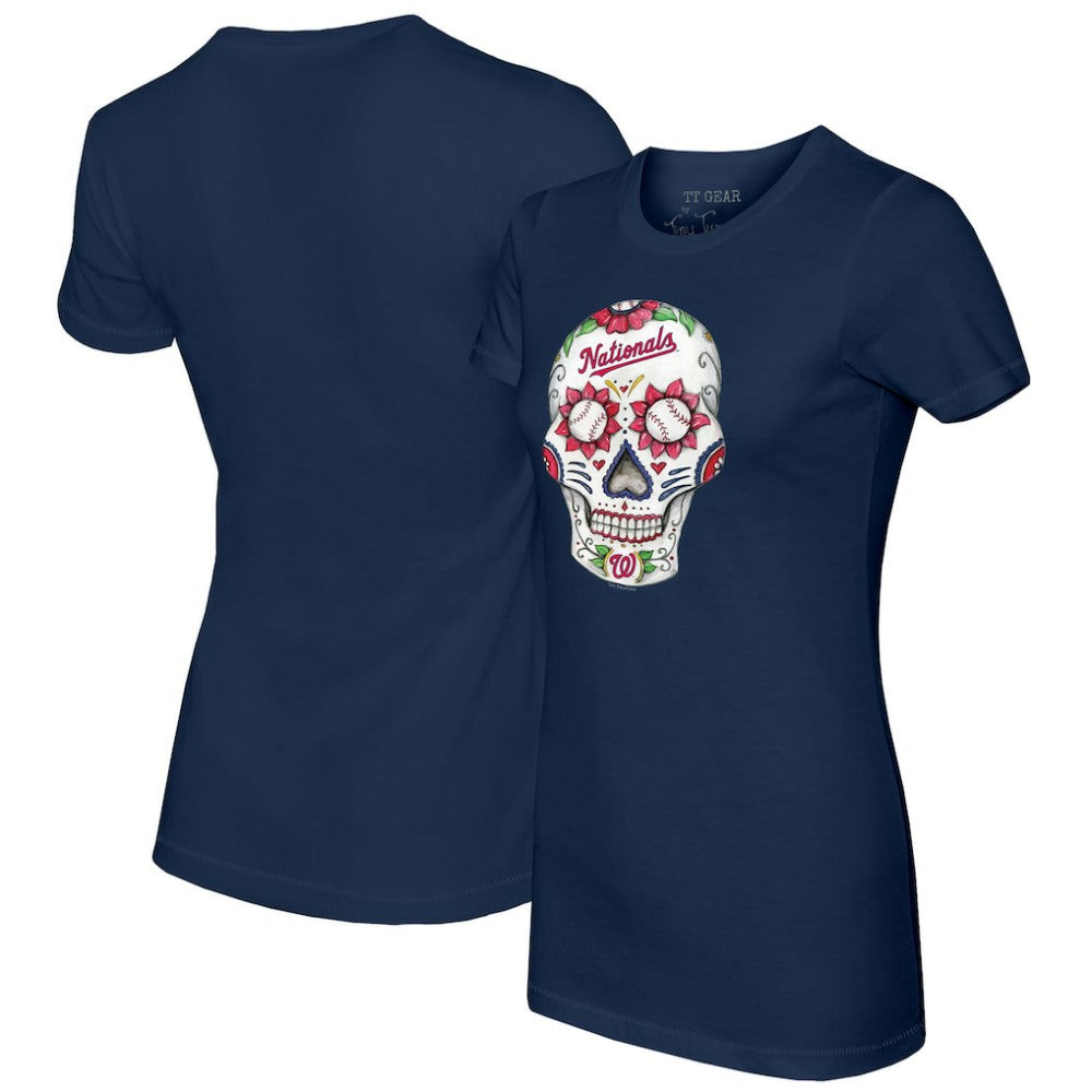 Washington Nationals Tiny Turnip Women's Sugar Skull T-Shirt - Navy