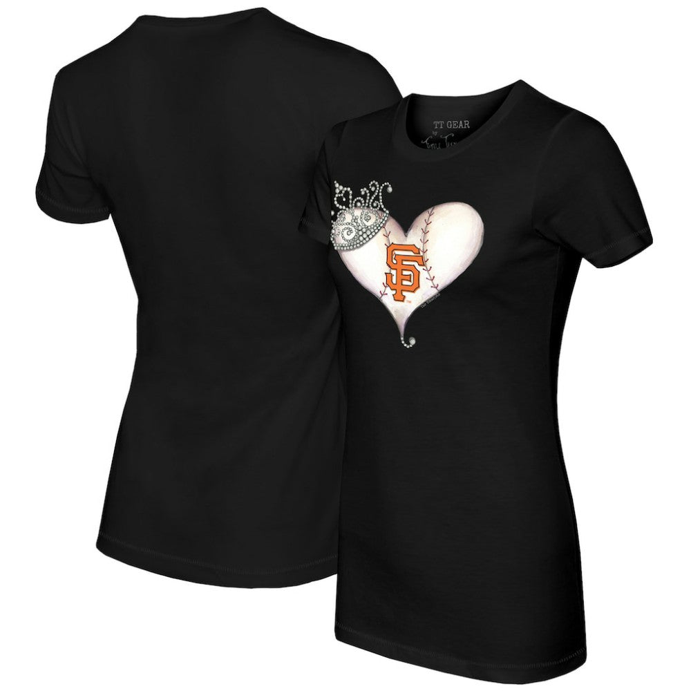 San Francisco Giants Tiny Turnip Women's Tiara Heart T-Shirt - Black