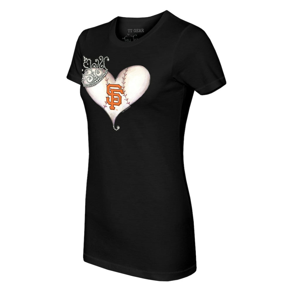 San Francisco Giants Tiny Turnip Women's Tiara Heart T-Shirt - Black