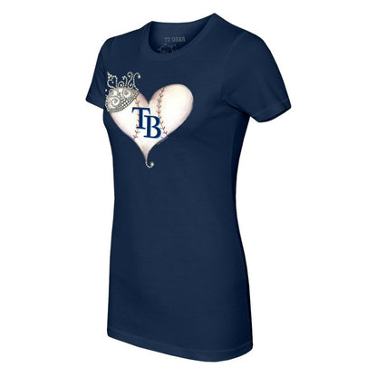 Tampa Bay Rays Tiny Turnip Women's Tiara Heart T-Shirt - Navy