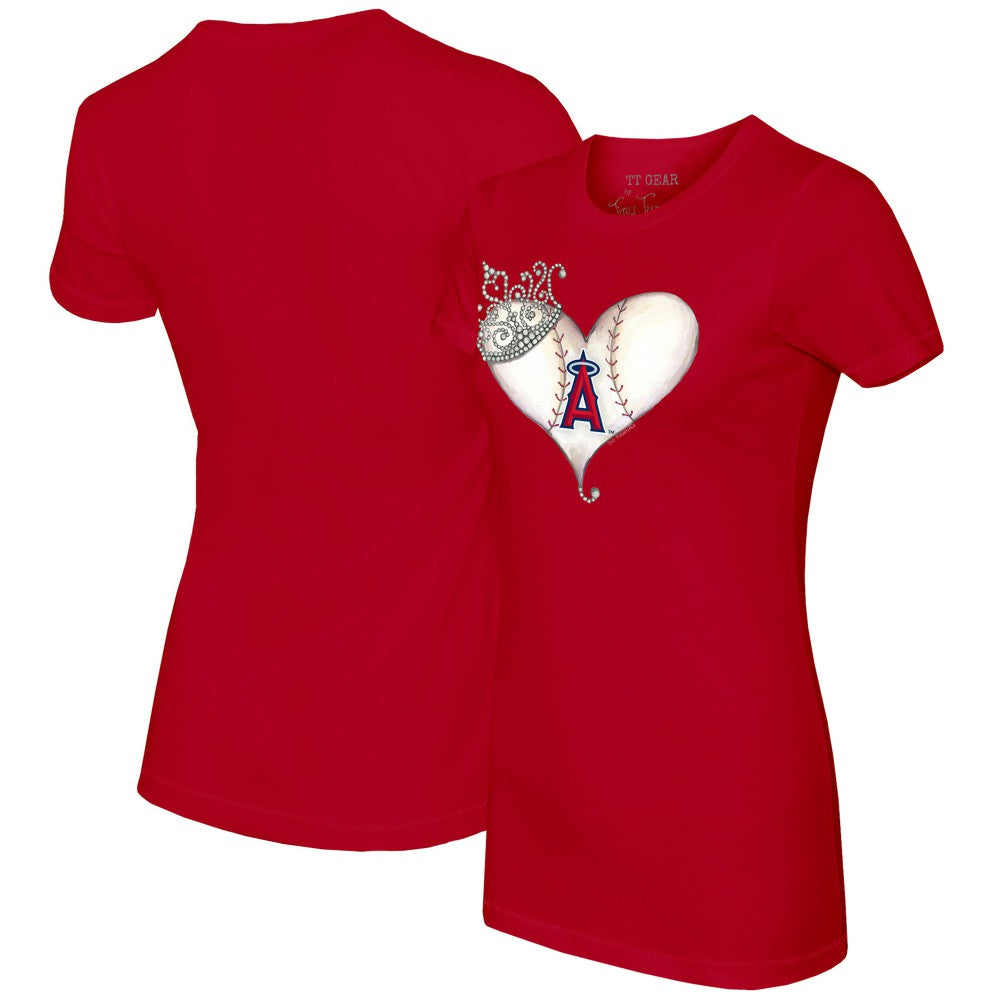 Los Angeles Angels Tiny Turnip Women's Tiara Heart T-Shirt - Red
