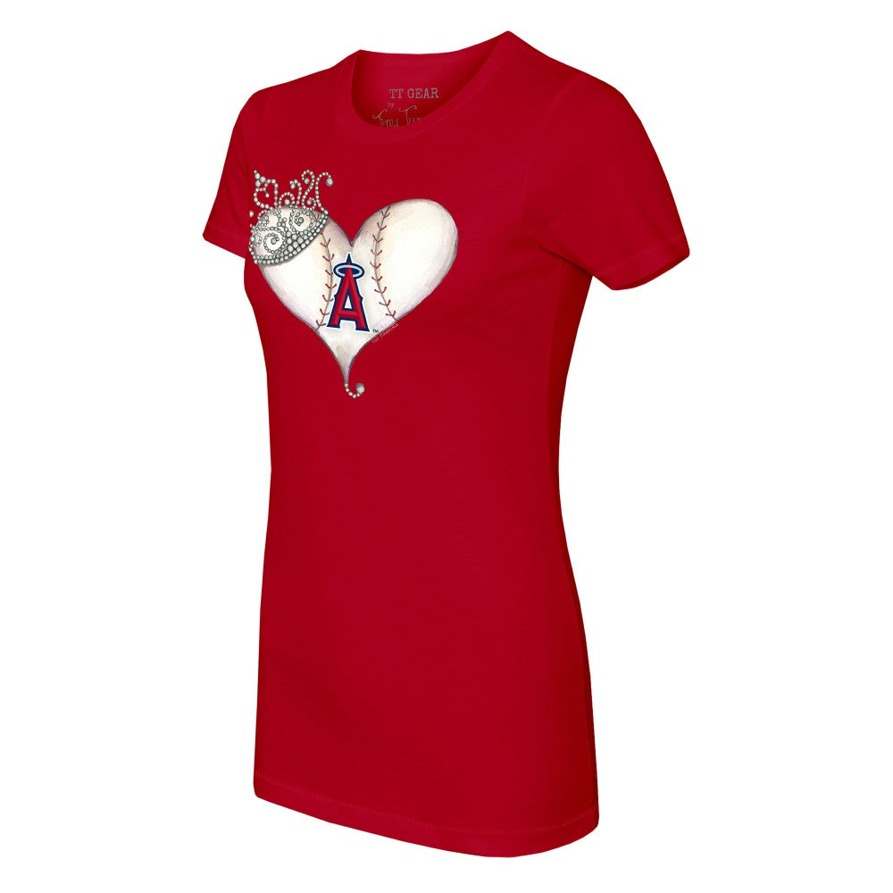 Los Angeles Angels Tiny Turnip Women's Tiara Heart T-Shirt - Red