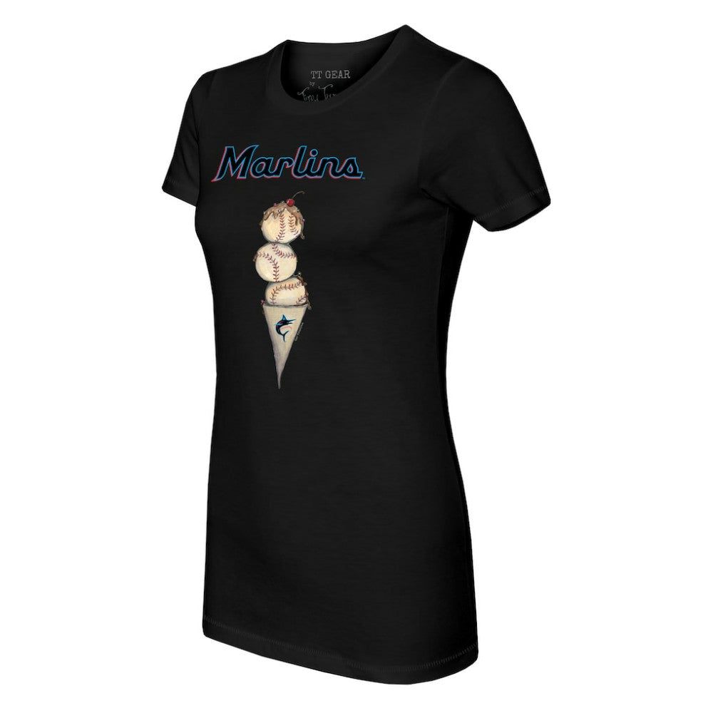 Miami Marlins Tiny Turnip Women's Triple Scoop T-Shirt - Black