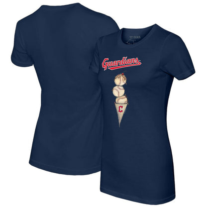 Cleveland Guardians Tiny Turnip Women's Triple Scoop T-Shirt - Navy