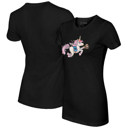 Miami Marlins Tiny Turnip Women's Unicorn T-Shirt - Black