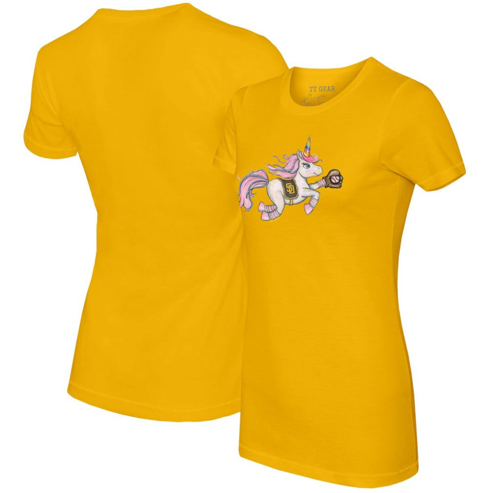 San Diego Padres Tiny Turnip Women's Unicorn T-Shirt - Gold