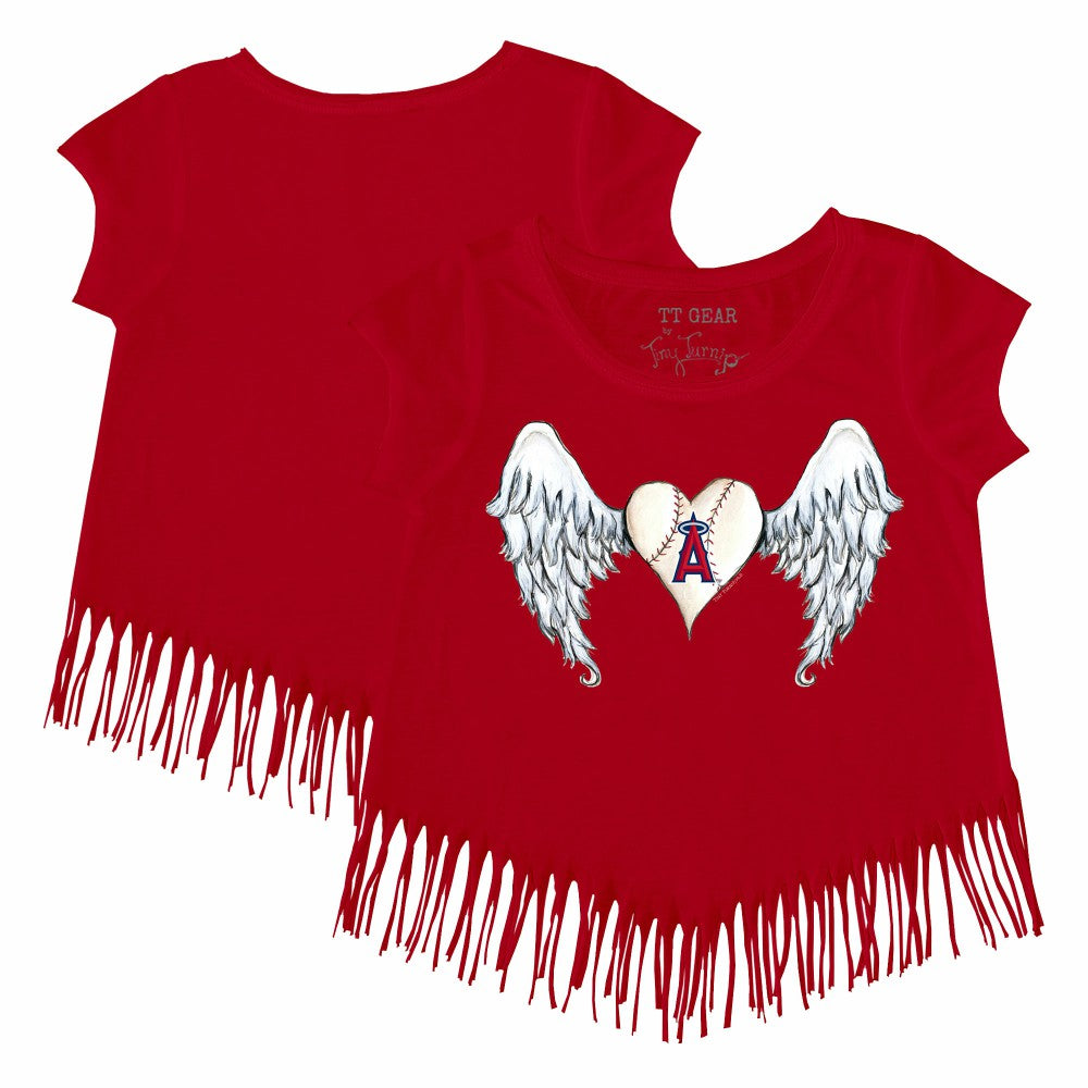 Los Angeles Angels Tiny Turnip Girls Youth Angel Wings Fringe T-Shirt - Red
