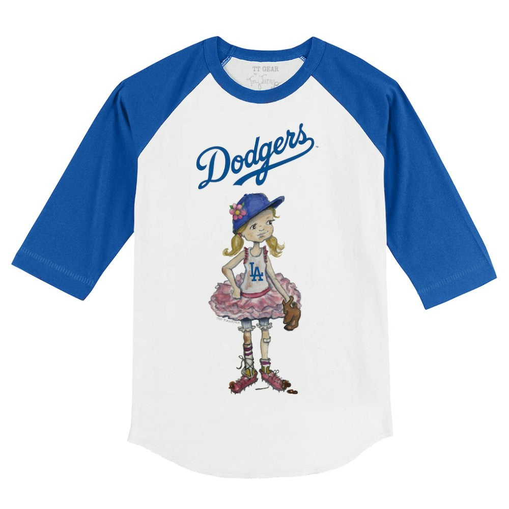 Los Angeles Dodgers Tiny Turnip Youth Babes 3/4-Sleeve Raglan T-Shirt - White/Royal