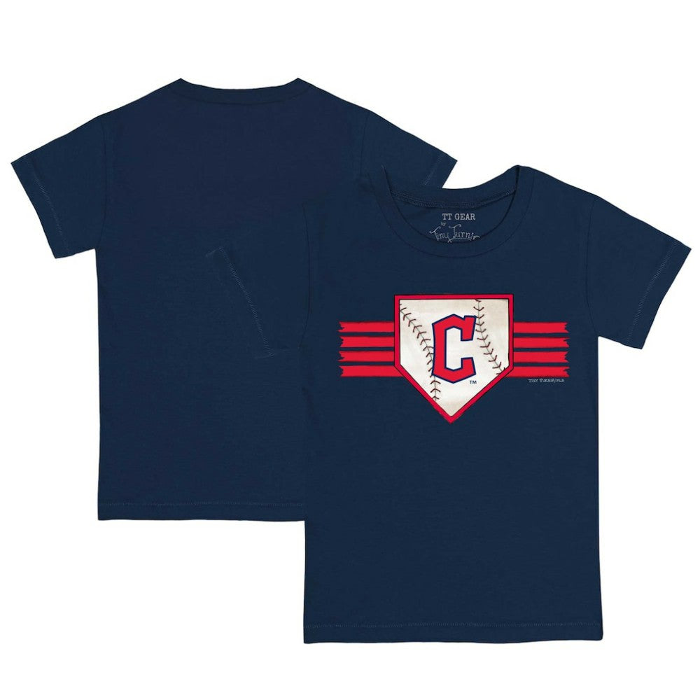 Cleveland Guardians Tiny Turnip Youth Base Stripe T-Shirt - Navy