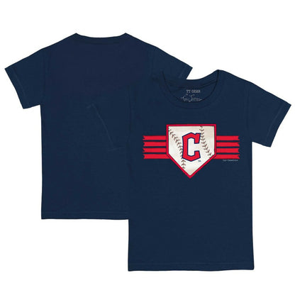 Cleveland Guardians Tiny Turnip Youth Base Stripe T-Shirt - Navy