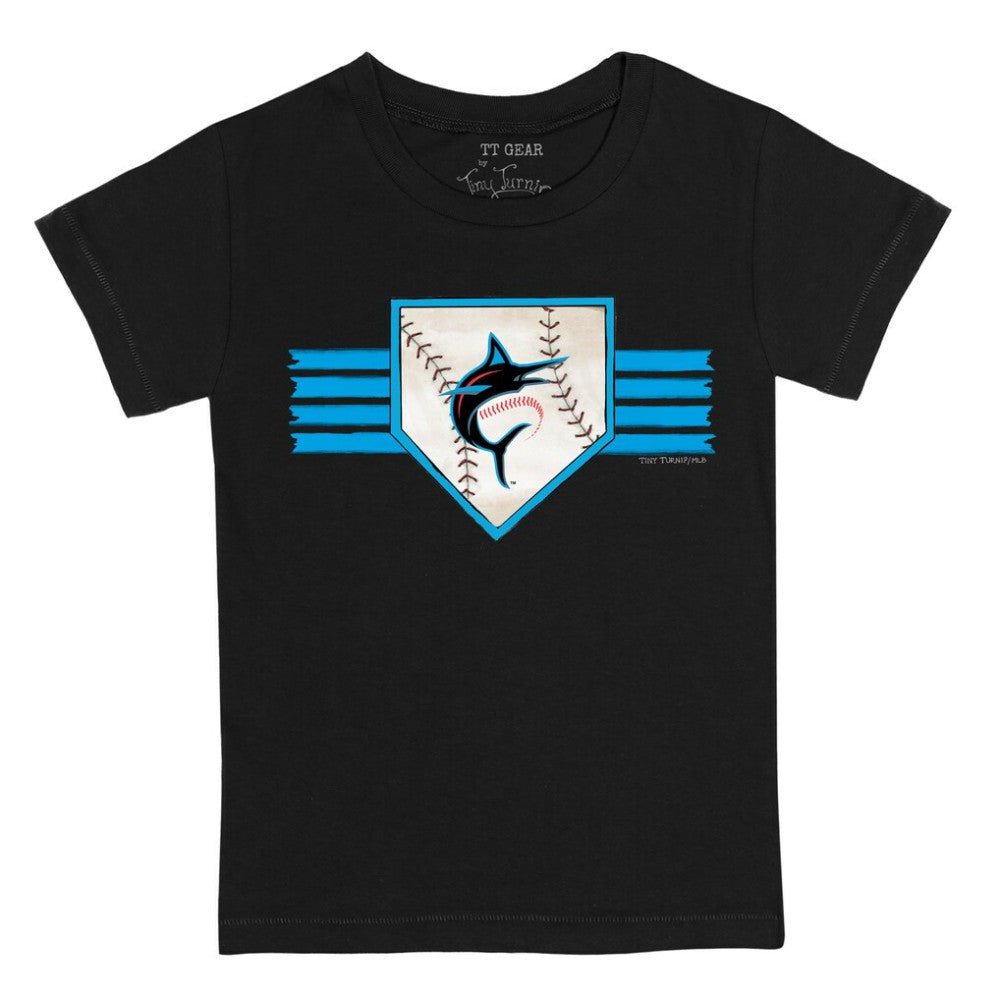 Miami Marlins Tiny Turnip Youth Base Stripe T-Shirt - Black