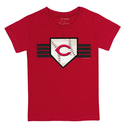 Cincinnati Reds Tiny Turnip Youth Base Stripe T-Shirt - Red