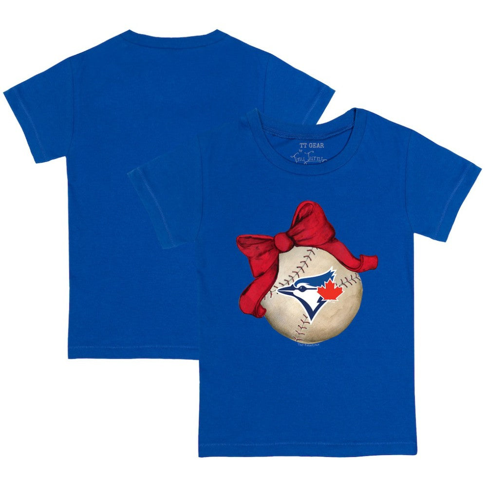 Toronto Blue Jays Tiny Turnip Youth Baseball Bow T-Shirt - Royal