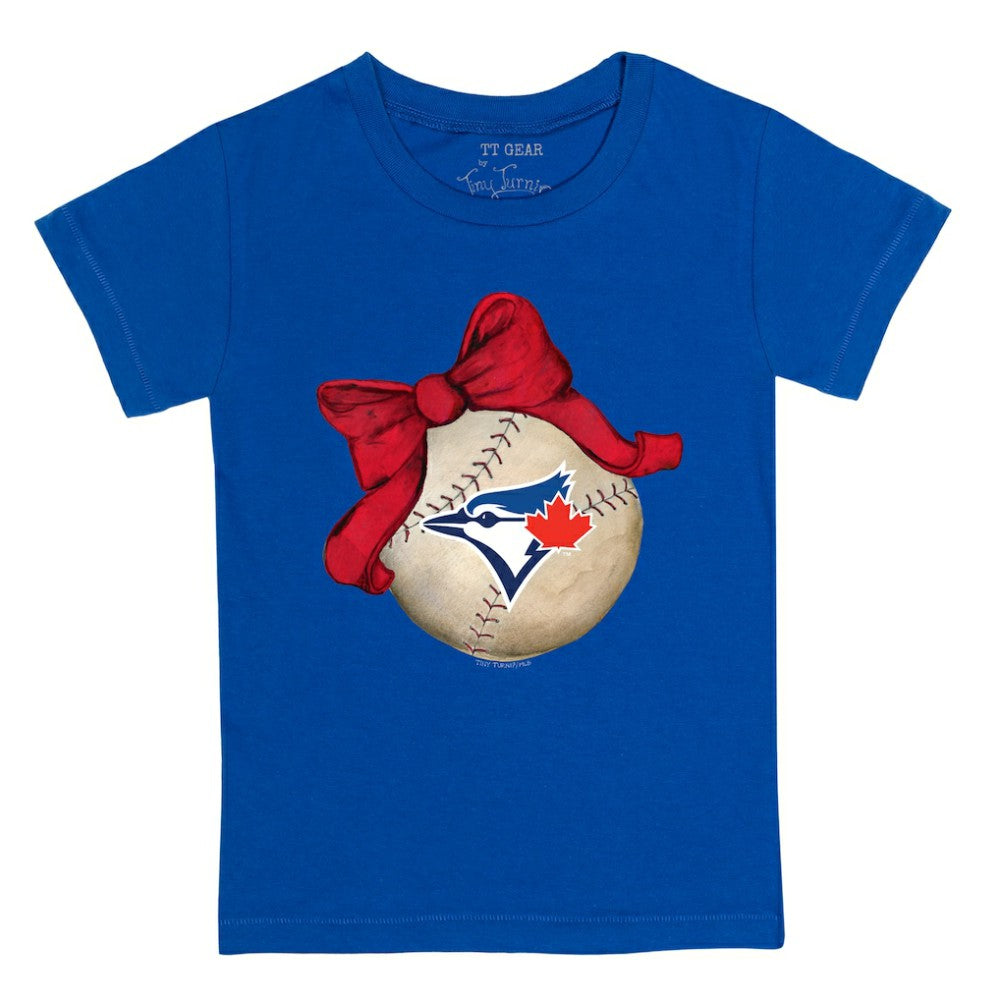Toronto Blue Jays Tiny Turnip Youth Baseball Bow T-Shirt - Royal
