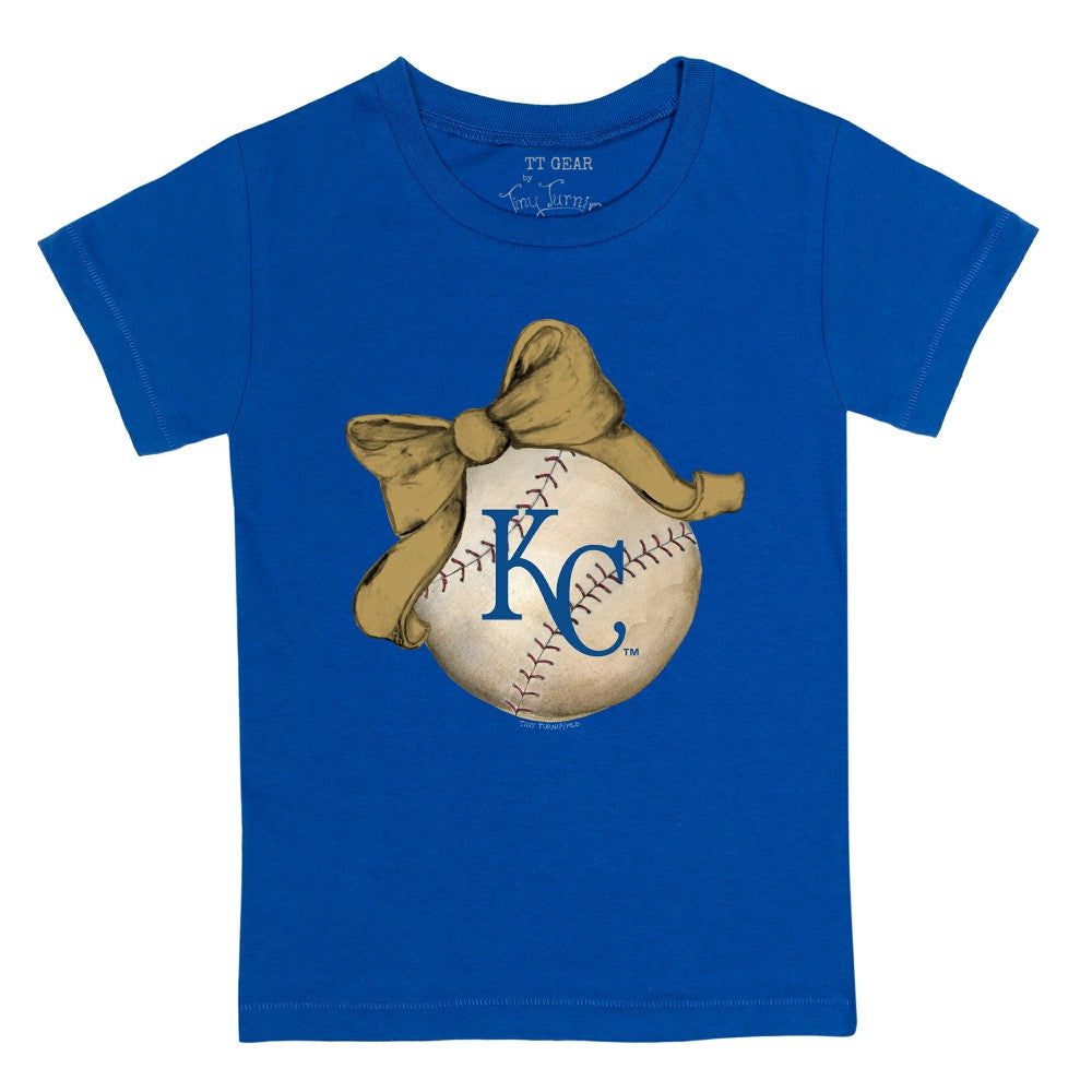 Kansas City Royals Tiny Turnip Youth Baseball Bow T-Shirt - Royal