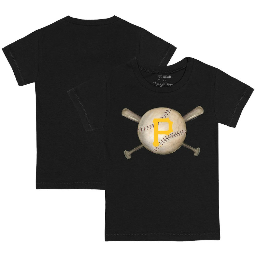 Pittsburgh Pirates Tiny Turnip Youth Baseball Cross Bats T-Shirt - Black