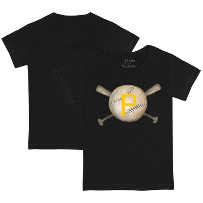 Pittsburgh Pirates Tiny Turnip Youth Baseball Cross Bats T-Shirt - Black