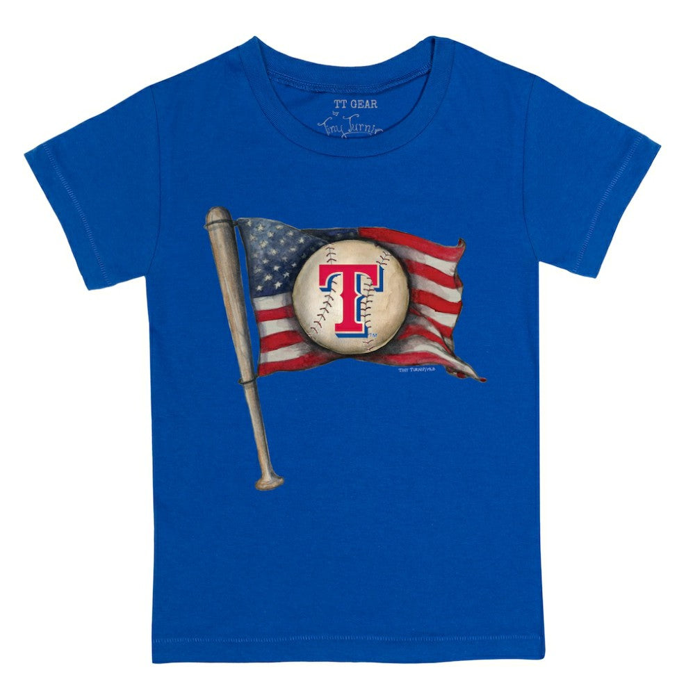 Texas Rangers Tiny Turnip Youth Baseball Flag T-Shirt - Royal