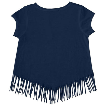 Cleveland Guardians Tiny Turnip Girls Youth Baseball Love Fringe T-Shirt - Navy