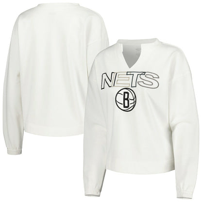 Brooklyn Nets Concepts Sport Women's Sunray Notch Neck Long Sleeve Top - White discount