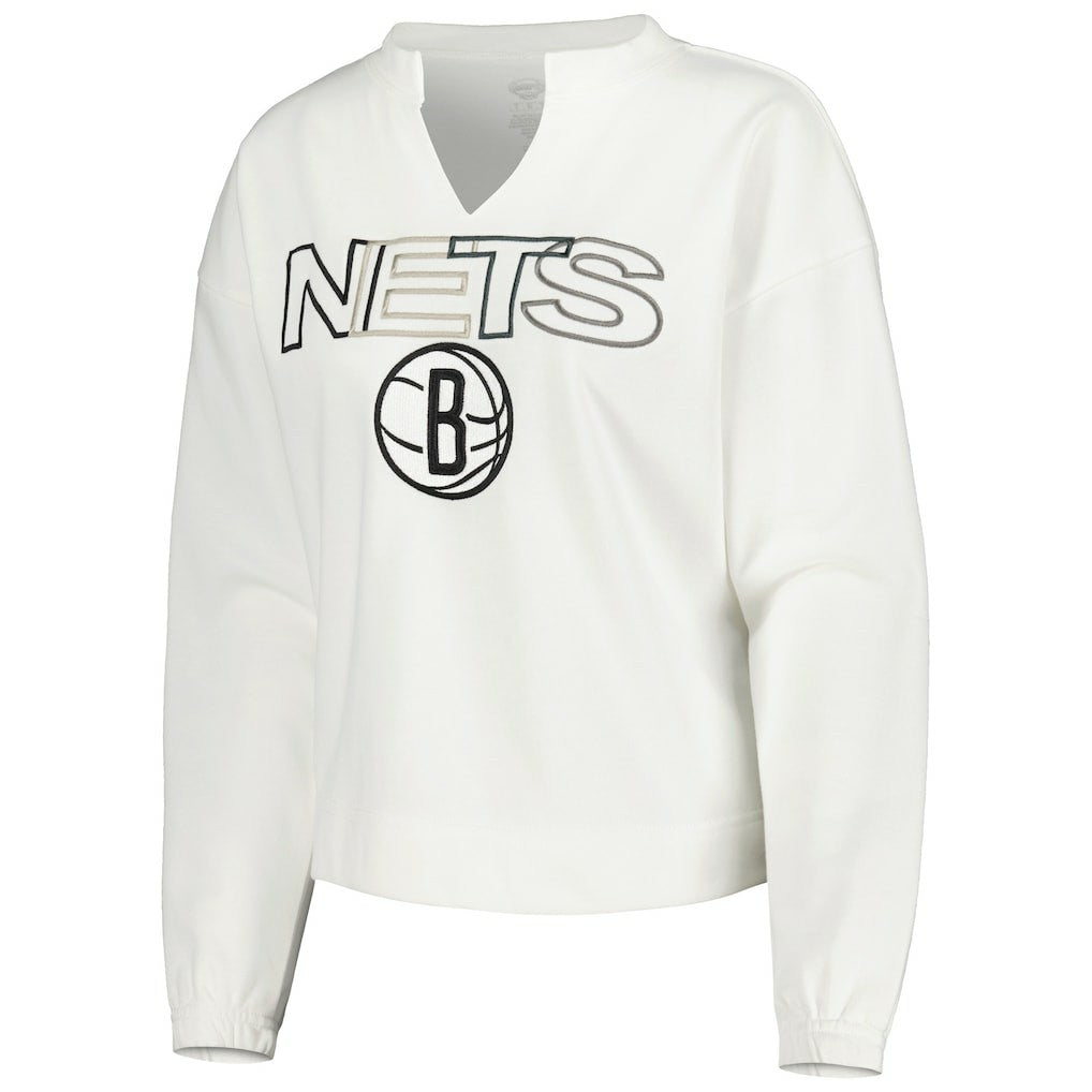 Brooklyn Nets Concepts Sport Women's Sunray Notch Neck Long Sleeve Top - White discount