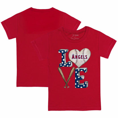 Los Angeles Angels Tiny Turnip Youth Baseball Love T-Shirt - Red
