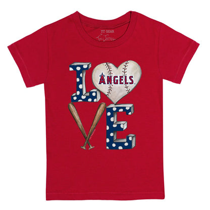 Los Angeles Angels Tiny Turnip Youth Baseball Love T-Shirt - Red