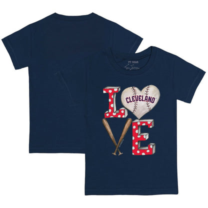 Cleveland Guardians Tiny Turnip Youth Baseball Love T-Shirt - Navy