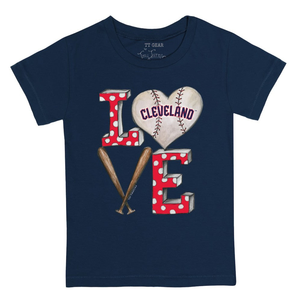 Cleveland Guardians Tiny Turnip Youth Baseball Love T-Shirt - Navy