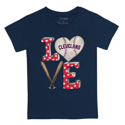 Cleveland Guardians Tiny Turnip Youth Baseball Love T-Shirt - Navy
