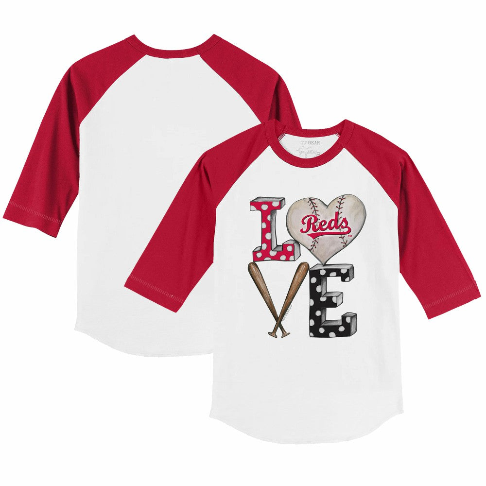 Cincinnati Reds Tiny Turnip Youth Baseball Love 3/4-Sleeve Raglan T-Shirt - White/Red