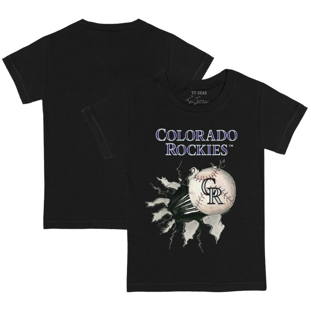 Colorado Rockies Tiny Turnip Youth Baseball Tear T-Shirt - Black