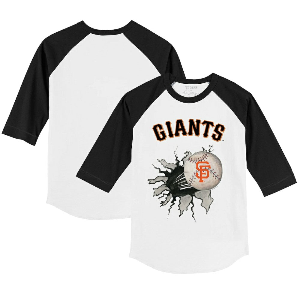 San Francisco Giants Tiny Turnip Youth Baseball Tear 3/4-Sleeve Raglan T-Shirt - White/Black