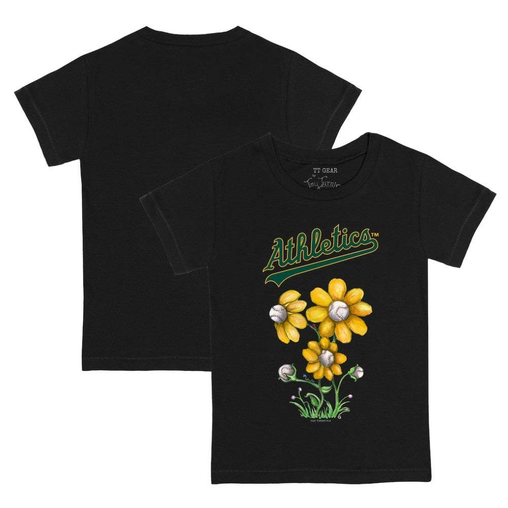 Athletics Tiny Turnip Youth Blooming Baseballs T-Shirt - Black