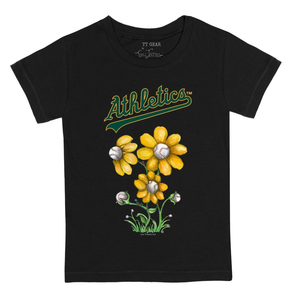 Athletics Tiny Turnip Youth Blooming Baseballs T-Shirt - Black