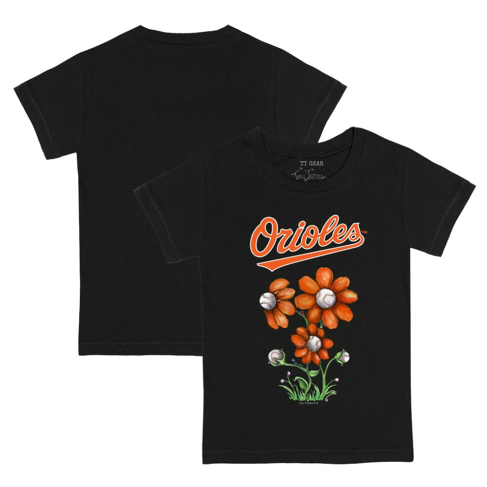 Baltimore Orioles Tiny Turnip Youth Blooming Baseballs T-Shirt - Black