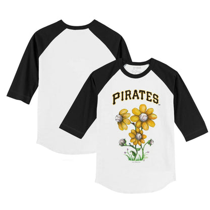 Pittsburgh Pirates Tiny Turnip Youth Blooming Baseballs 3/4-Sleeve Raglan T-Shirt - White/Black
