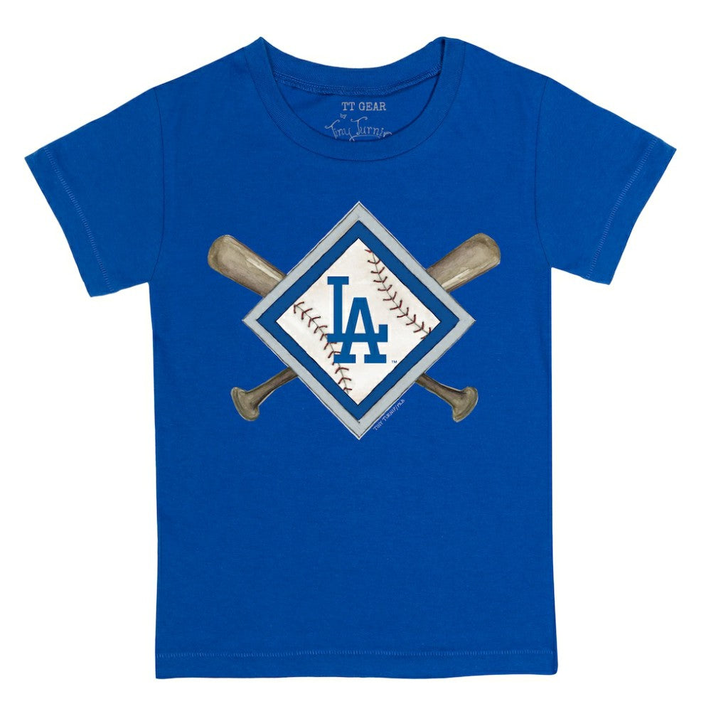 Los Angeles Dodgers Tiny Turnip Youth Diamond Cross Bats T-Shirt - Royal