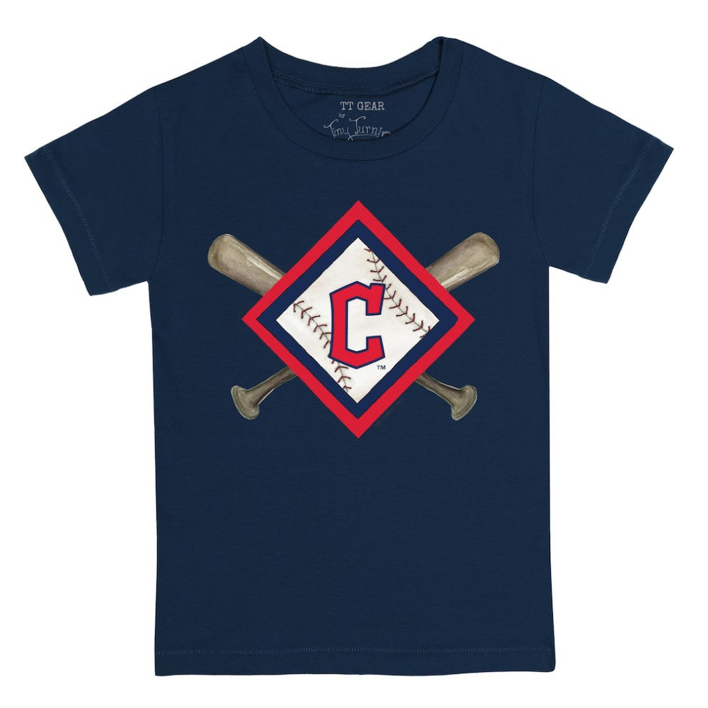 Cleveland Guardians Tiny Turnip Youth Diamond Cross Bats T-Shirt - Navy