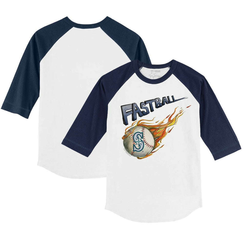 Seattle Mariners Tiny Turnip Youth Fastball 3/4-Sleeve Raglan T-Shirt - White/Navy