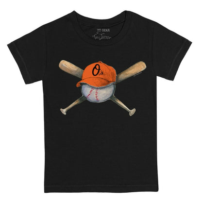 Baltimore Orioles Tiny Turnip Youth Hat Crossbats T-Shirt - Black